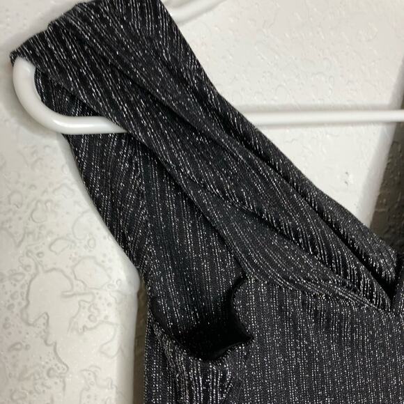 IRO Club black silver metallic asymmetrical neckline dress size 36 or Small NWT - Picture 6 of 14